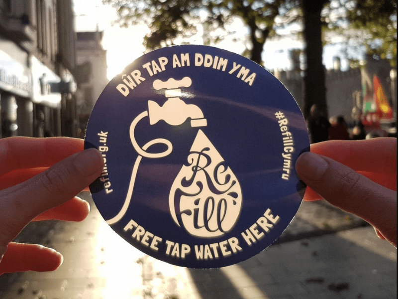 Wales sticket=r Refill window sticker in welsh and english