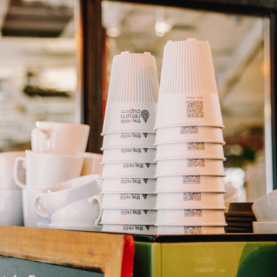 Refill Return Cups in Cafe
